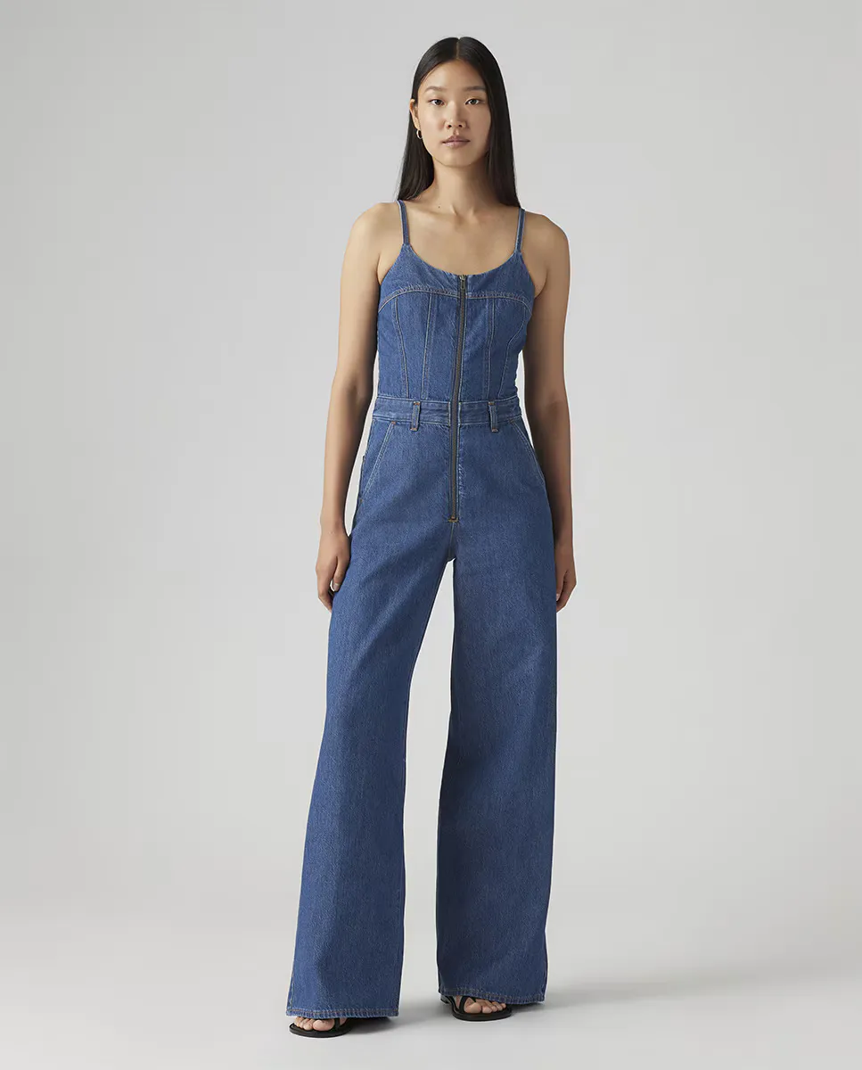

Длинный джинсовый комбинезон на бретелях Levi's, синий