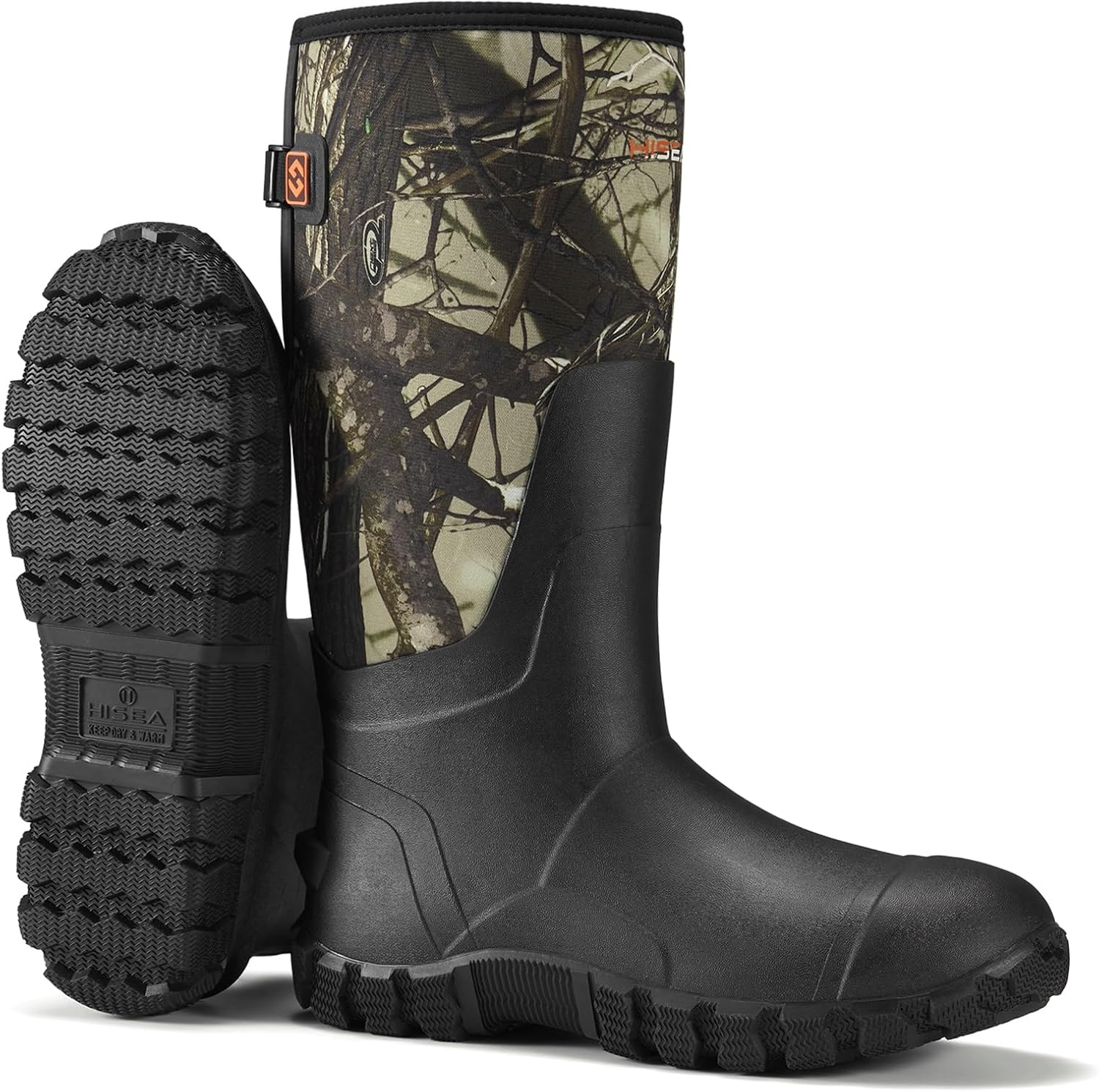 

Мужские улучшенные резиновые сапоги HISEA, водонепроницаемые утепленные неопрена с металлической стелькой, прочные противоскользящие сапоги для охоты, садоводства, фермерства, рыбалки и работы в грязи, с регулируемой голенью, Camo