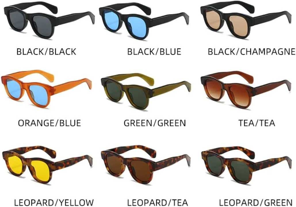 

Солнцезащитные очки для мужчин и женщин - защита UV400 - панк, круглая оправа, цветные линзы, для занятий спортом на открытом воздухе и вождения DSVIGF, Leopard Green