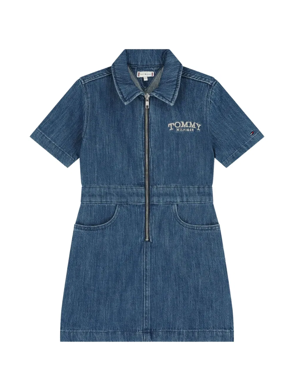 Джинсовое платье с вышитым логотипом Tommy Hilfiger Junior, синий