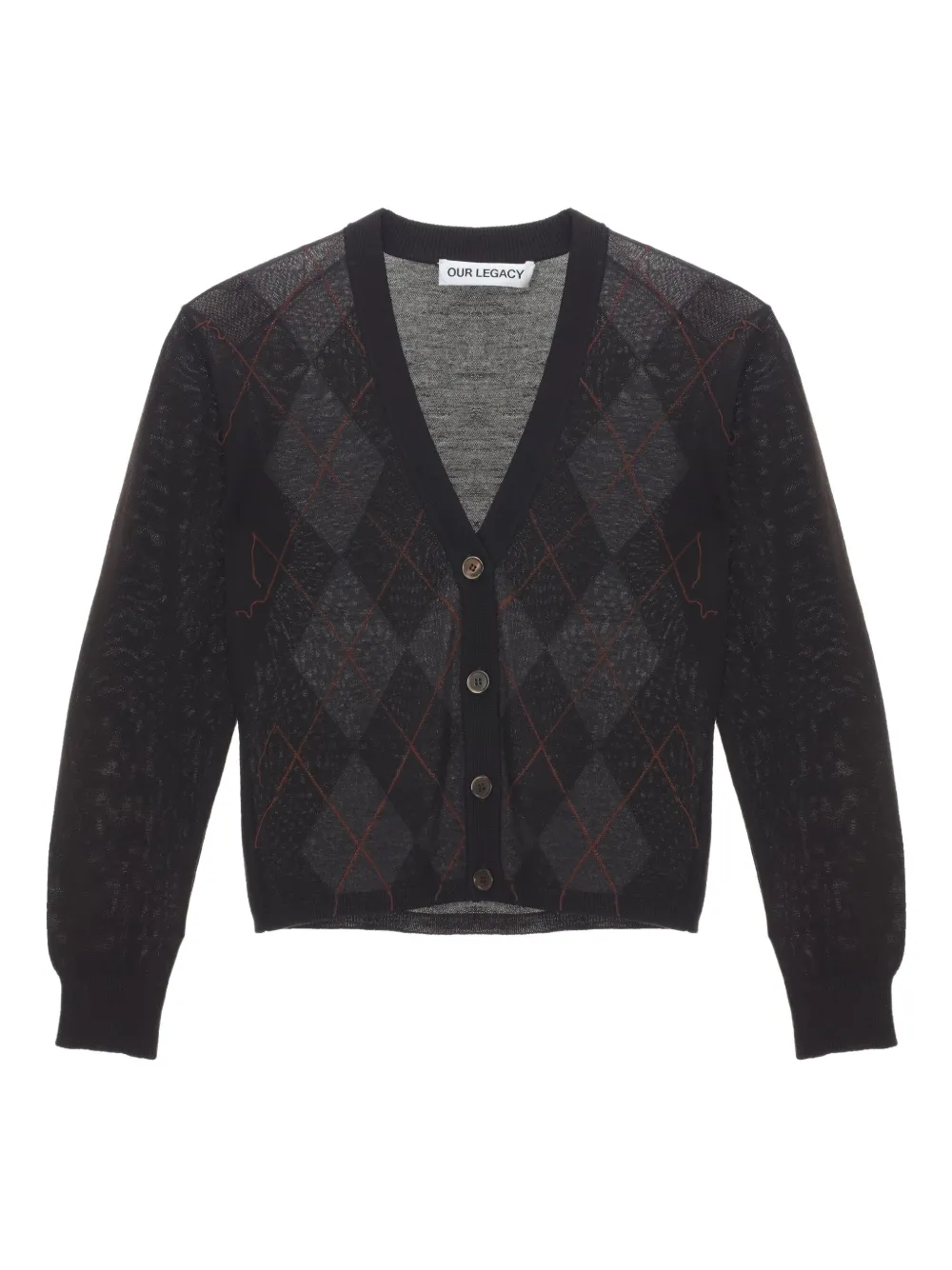 

Кардиган с ромбовидным узором "аргайл" OUR LEGACY, черный
