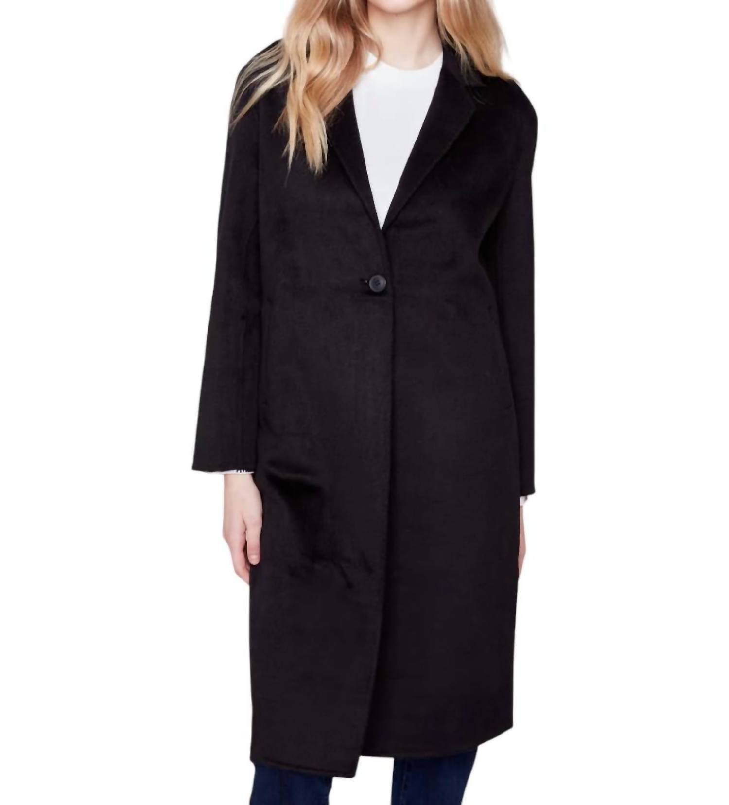 

Длинное пальто из вареной шерсти черного цвета CHARLIE B