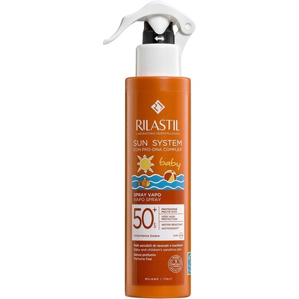 

Sun System Baby Spray Vapo Эмульсия для тела с легкой текстурой для чувствительных волос младенцев и детей SPF 50+ Сверхвысокая защита 200 мл Rilastil