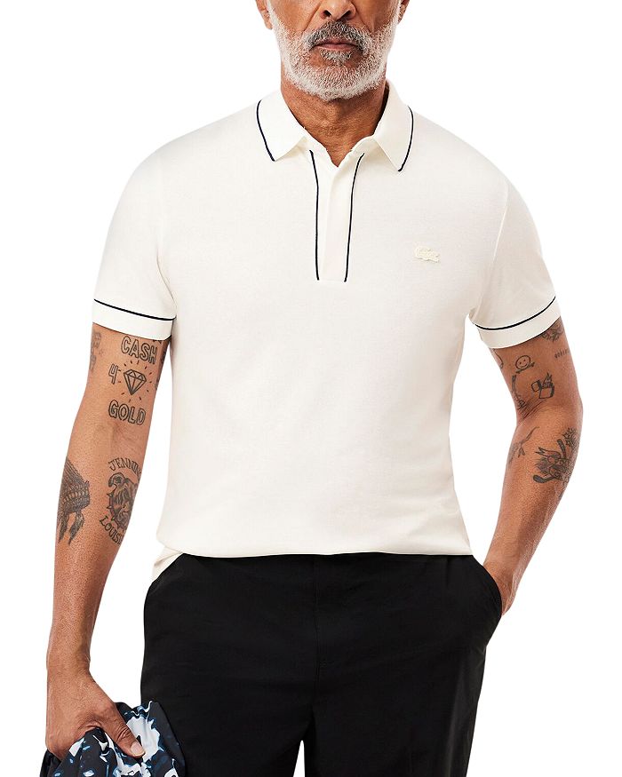 

Короткий рукав с контрастными манжетами, поло Lacoste, белый