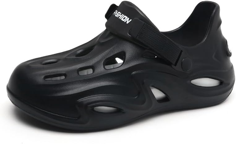 

Мужские летние сандалии с единой подошвой из дышащего EVA, оснащенные регулируемыми ремешками с пряжкой, подходят для бассейнов, пляжей и повседневного ношения, обеспечивая комфортное ощущение Hoalox, черный