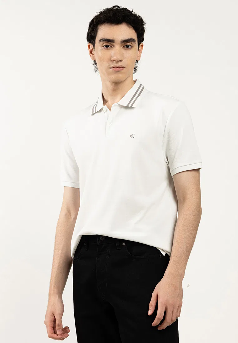 Поло с коротким рукавом, монограмма, Calvin Klein Jeans, белый/белый