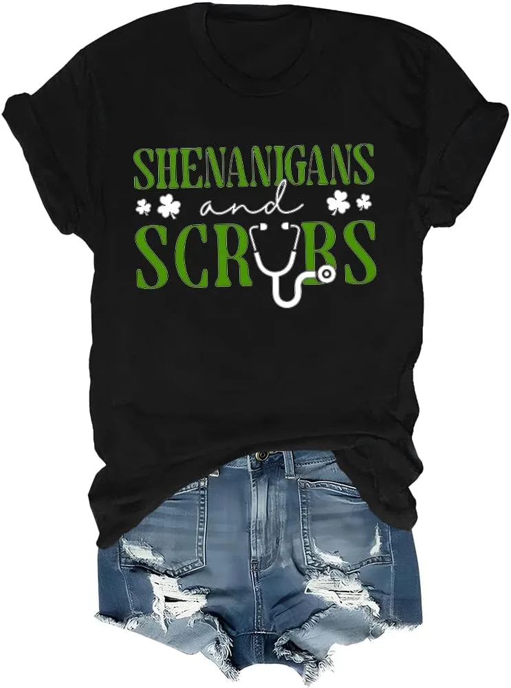 

Футболка V Neck для медсестер NICU с принтом St Patricks Day Smaoua