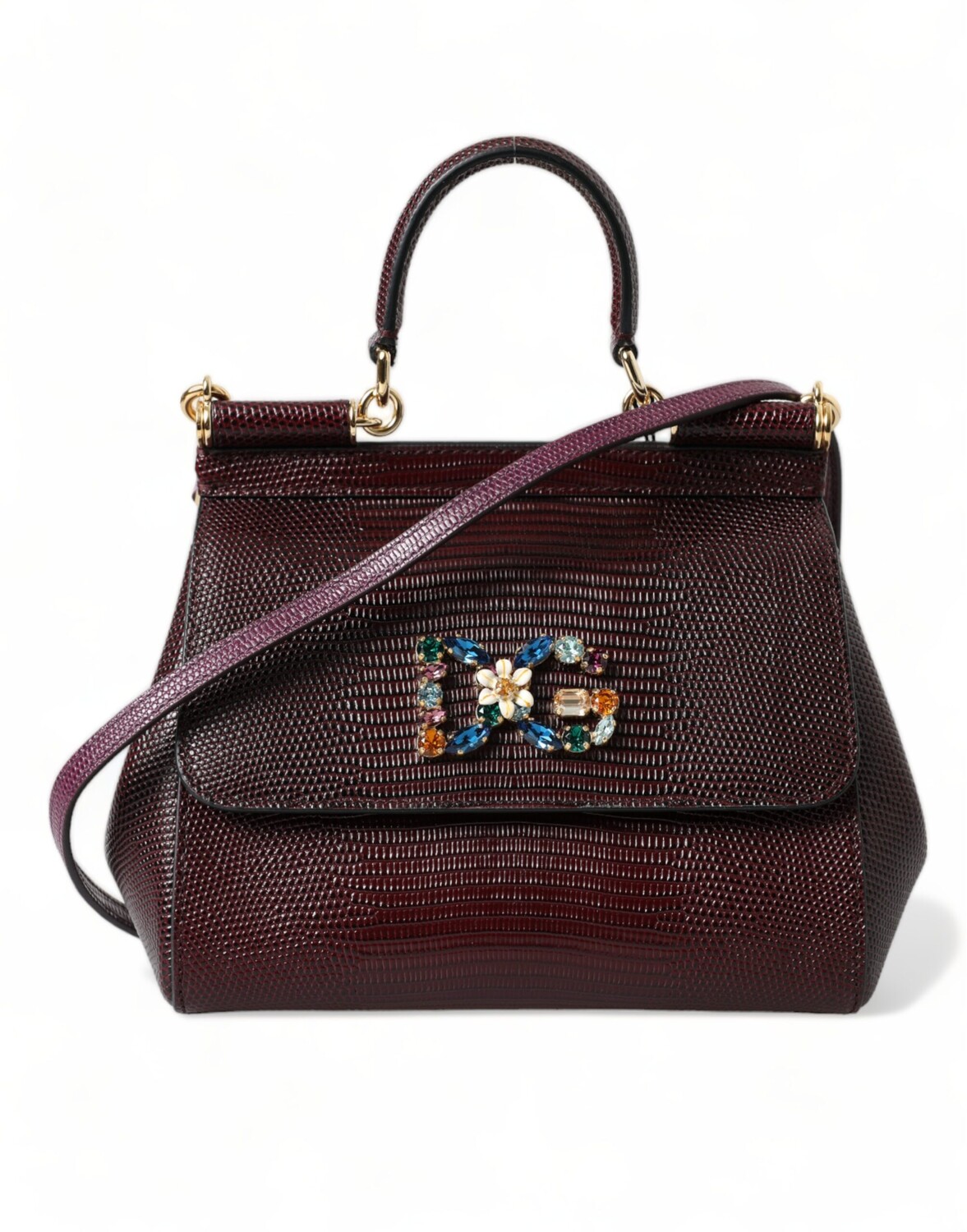 

Элегантная сумка из кожи бордового цвета Dolce & Gabbana