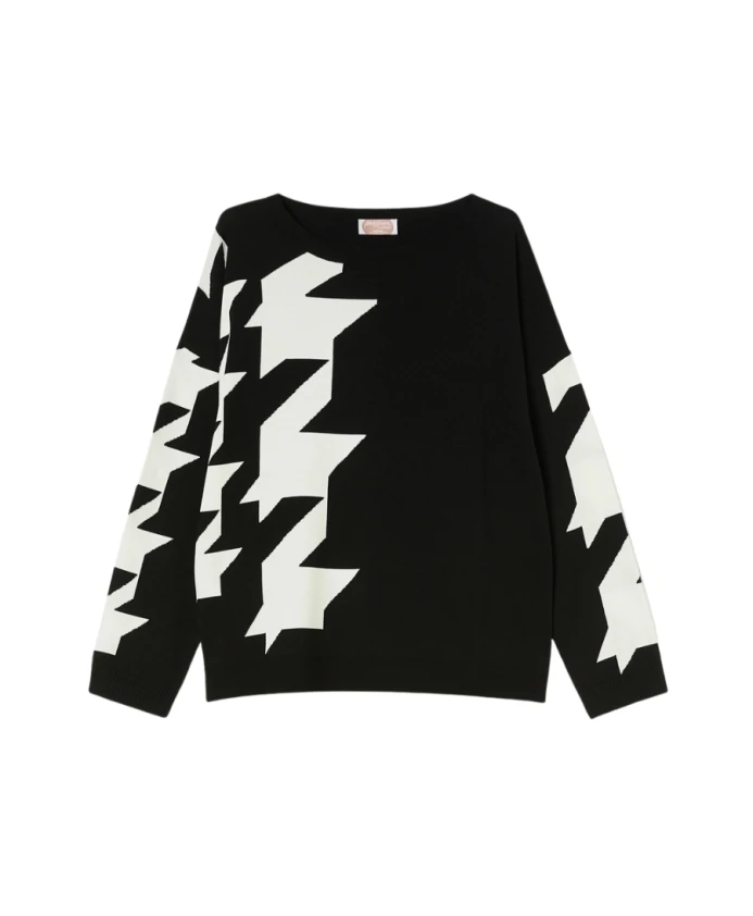 

Женский свитер в деревенском стиле, черно-белый Marina Rinaldi, черный