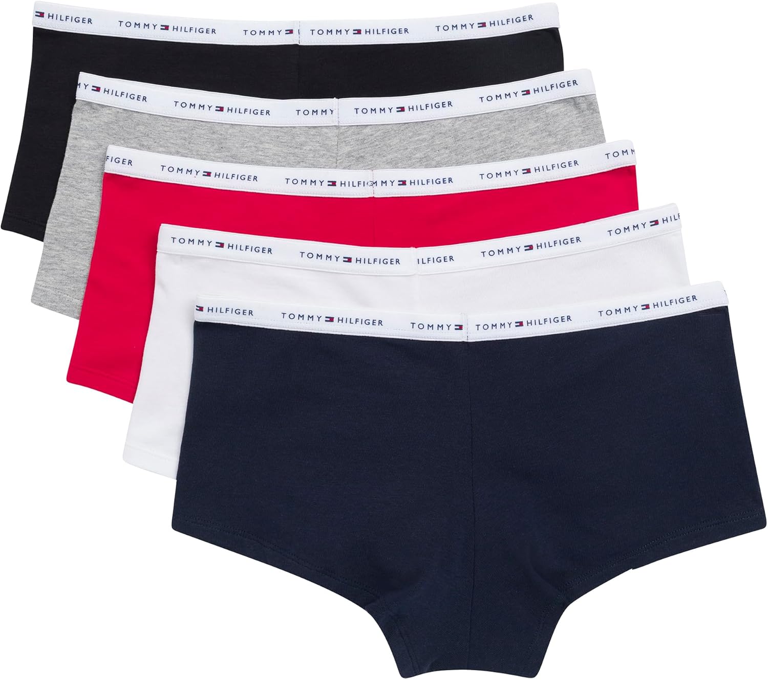 Женские шорты Tommy Hilfiger Classic Cotton с логотипом, комплект из 5 пар, Red/Navy/White/Heather Grey/Black — фото 2