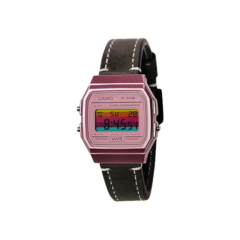 

CASIO Часы Retrofit Series Quartz Movement Genuine Leather Strap Watch Unisex Pink Watch Dial