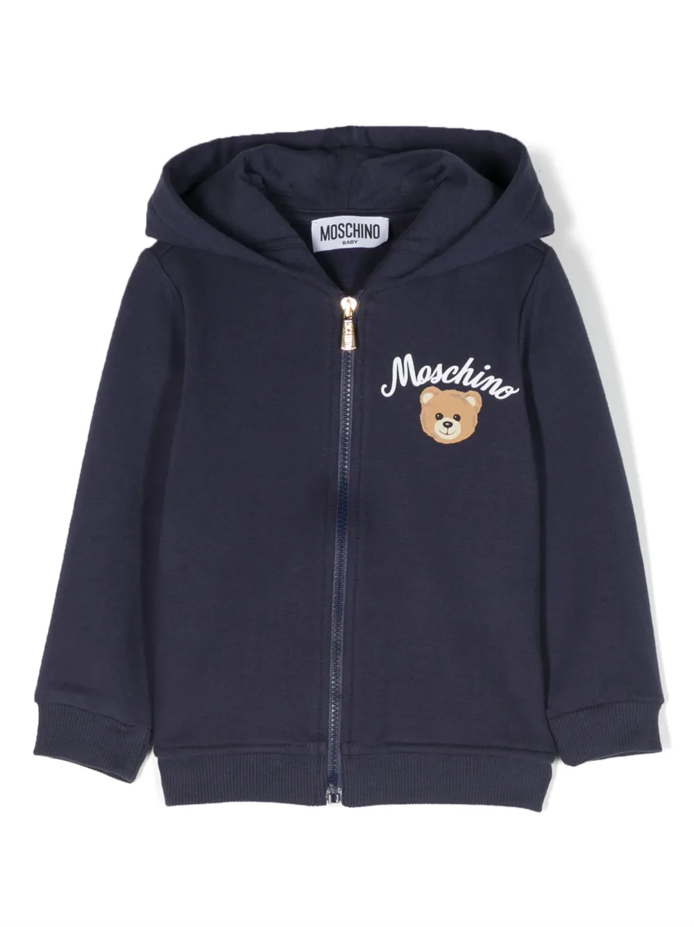 

Худи на молнии с логотипом Moschino Kids, синий