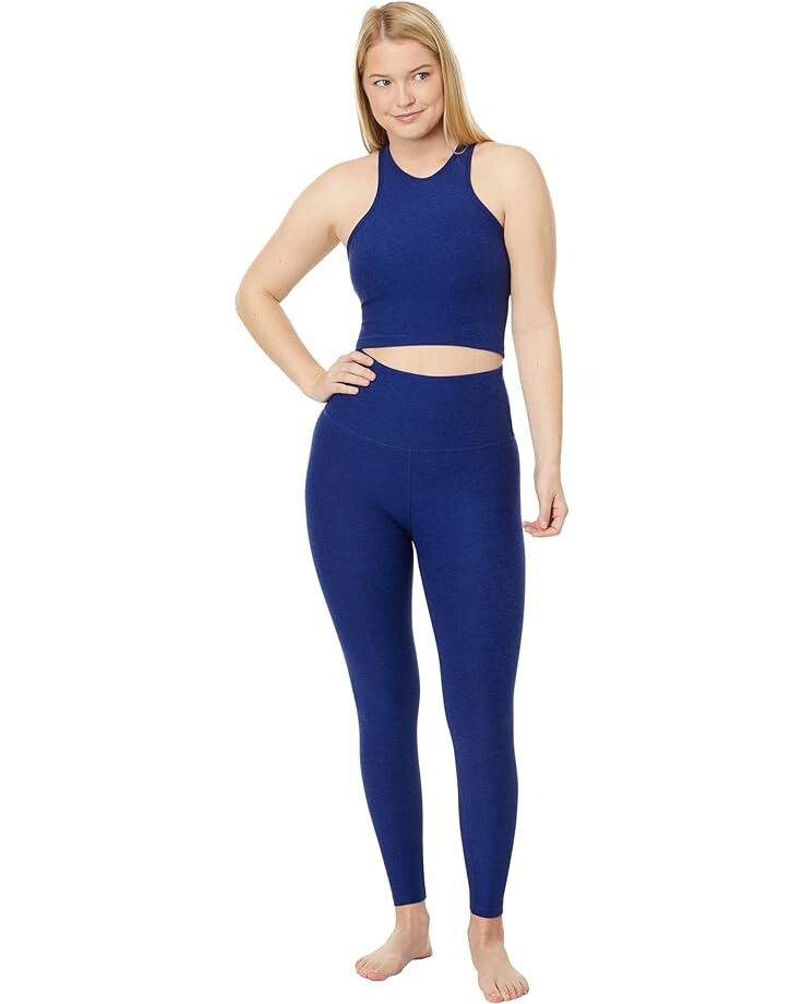 

Майка Beyond Yoga Spacedye Studio Cropped Tank, цвет Deep Ocean Heather
