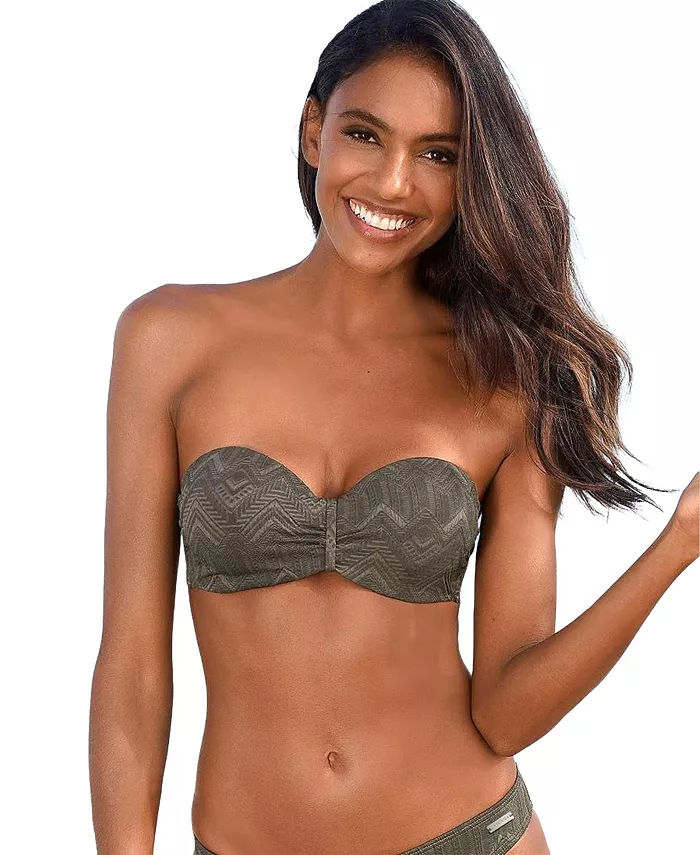 

Размеры женского текстурированного купальника-бандо с верхним бюстгальтером LASCANA, зеленый