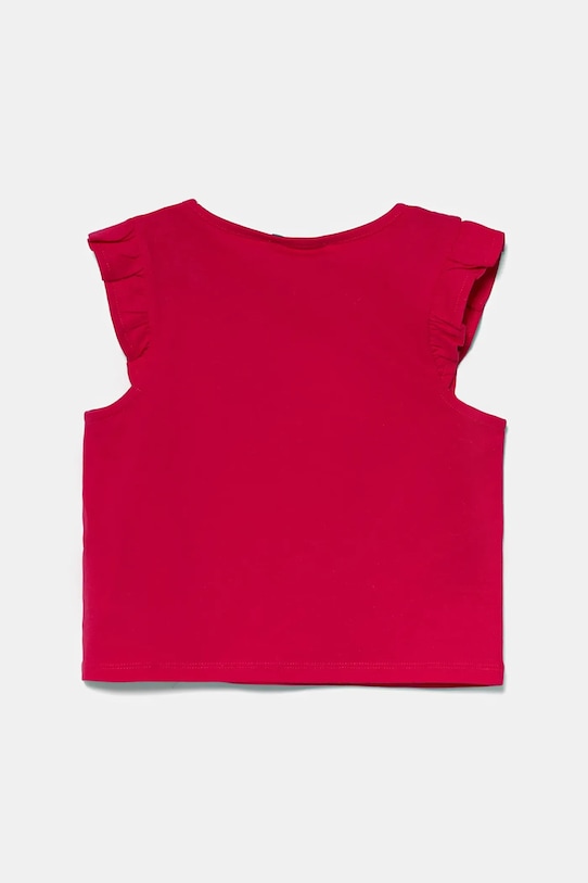 Детская хлопковая футболка United Colors Of Benetton, розовый — фото 2