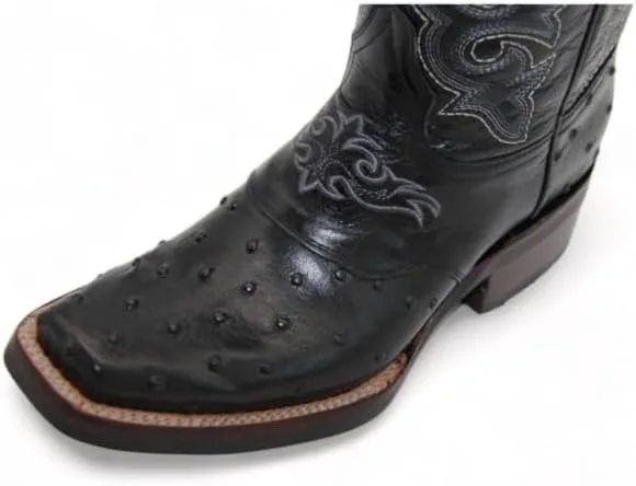 

Мужские кожаные ковбойские сапоги Western Shops с рисунком страуса, черные, с квадратным носком The Western Shops, черный