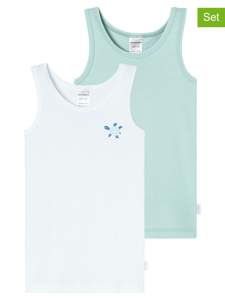 

Schiesser Комплект из 2 топов белого/бирюзового цвета