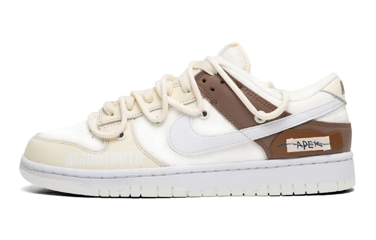 Nike Кроссовки Dunk Leather Slip Resistant, Abrasion Resistant, Lightweight Low top GS White Brown