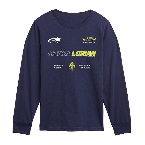 

Мальчиковая футболка с длинным рукавом The Mandalorian Racing Star Wars, Navy