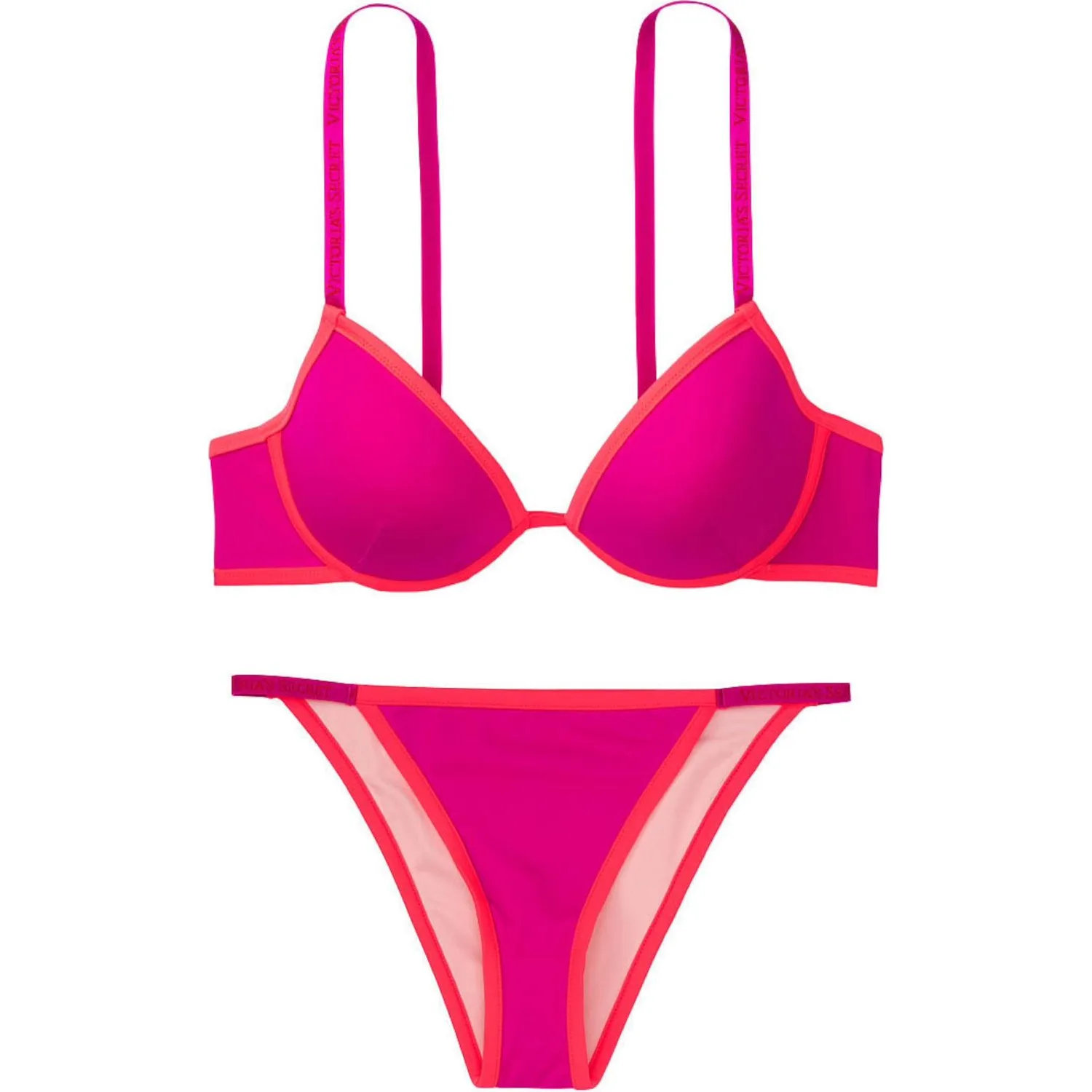 Victoria's Secret Комплект нижнего белья женский яркий оранжево-красный