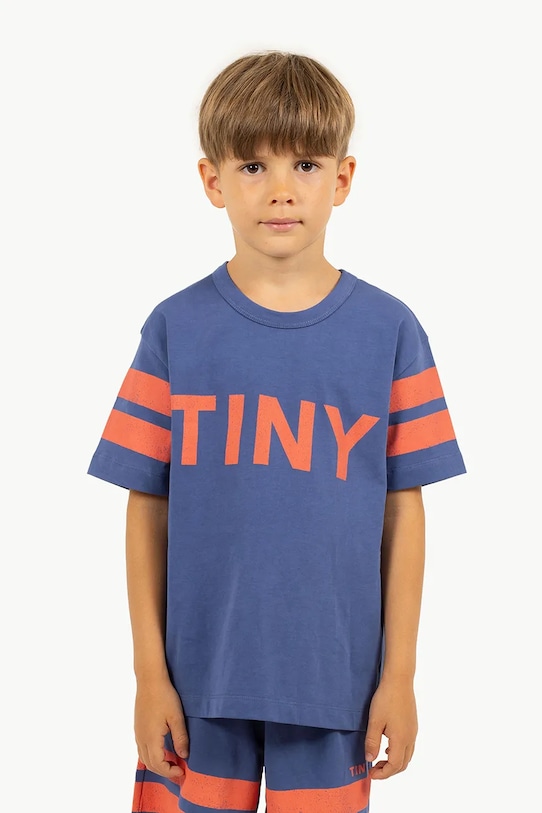 

Детская хлопковая футболка STRIPES LOGO TEE Tinycottons, темно-синий