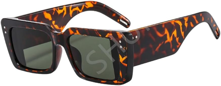 

Солнцезащитные очки прямоугольной формы 2027 года для женщин, ретро-очки для мужчин, двухцветные солнцезащитные очки с защитой от УФ-излучения UV400 MTZJH, C5 Leopard Green