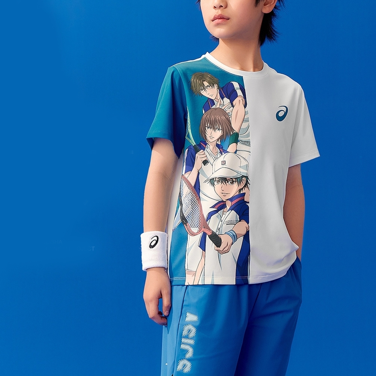 Футболка спортивная XINWANGQIUWANGZI,LIANMINGKUAN SS25 5005 для детей 3-7 лет ASICS, синий — фото 4