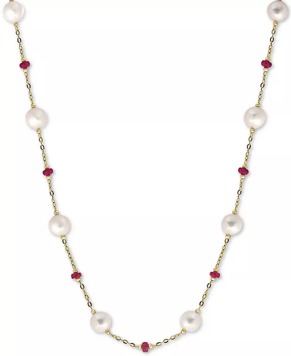 

Эффектное колье Effy длиной 18 дюймов из 14-каратного золота (также с сапфиром) с культивированным пресноводным жемчугом (8 мм) и рубином (3-1/3 карата) Effy Collection, ruby