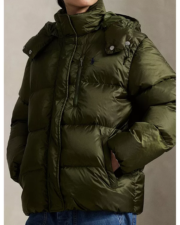 Водоотталкивающая стеганая пуховая куртка Ralph Lauren, зеленый — фото 4