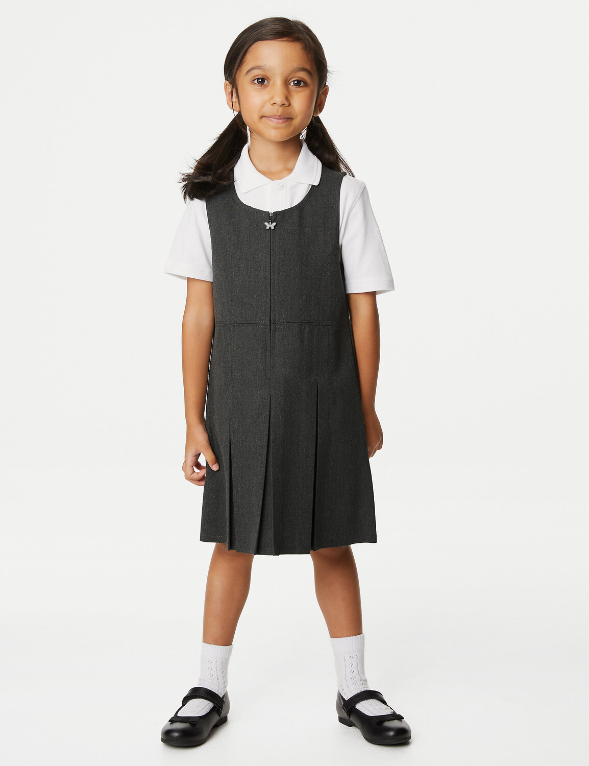 

Длинный плиссированный школьный сарафан для девочек (2–12 лет) Marks & Spencer, серый