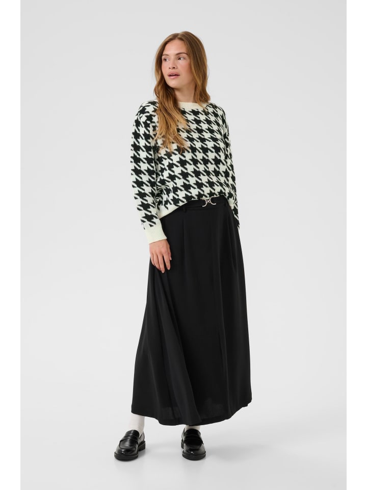 

Kaffe Вязаный свитер KAcarol свободного кроя, цвет мел/черный, в клетку «гусиная лапка»