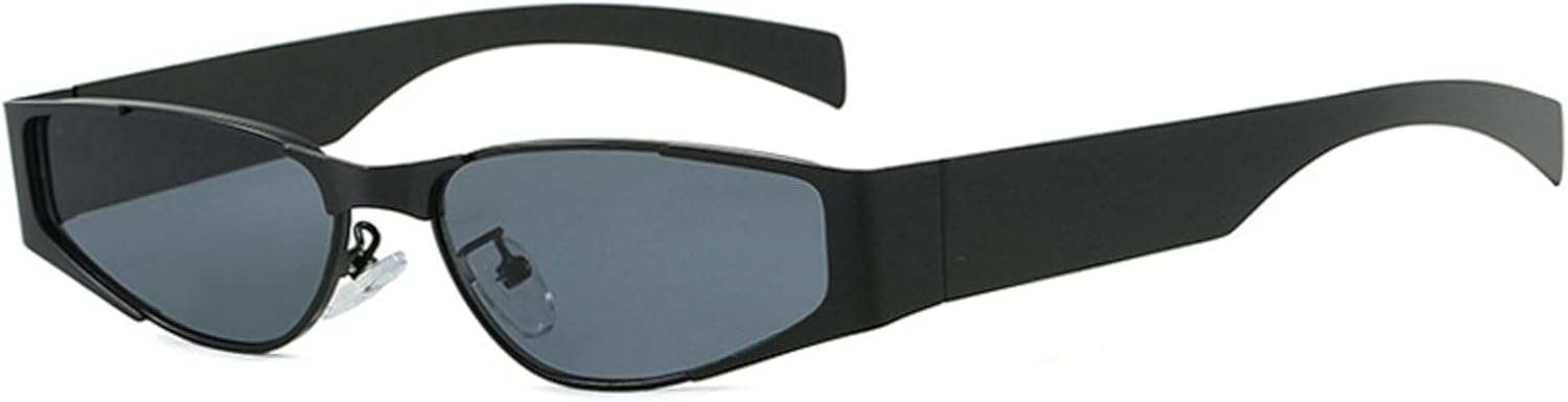 

Ретро маленькие металлические солнцезащитные очки «кошачий глаз» для женщин, модные трендовые мужские синие солнцезащитные очки с защитой от УФ-излучения UV400 mincl, Black