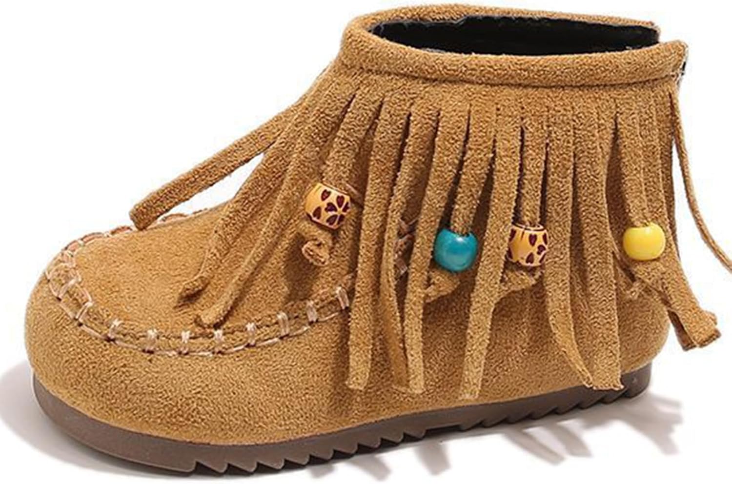 

BANGTEUO Мокасины-Ботильоны для девочек с кисточками, ковбойские, удобные, на застежке сзади, с широким носком, не скользящие, с мягкой подошвой