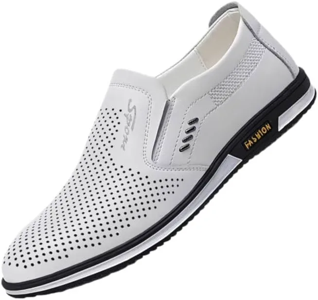 Кроссовки Men's Slip-On Business Casual Shoes, Slip-Resistant Arch Support & Cushioned Insole, Breathable Synthetic Upper, Low-Top Comfortable Sneakers with Soft Rubber Sole Minlaidian, белый