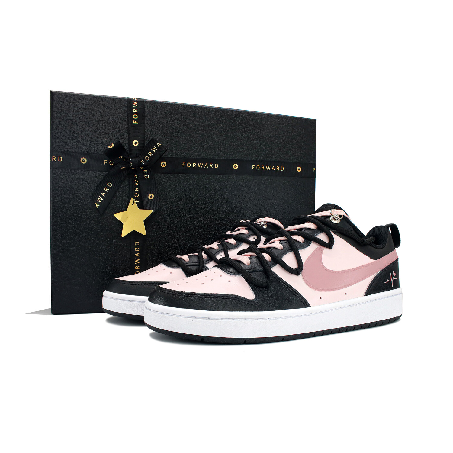 

Кроссовки Nike Court Borough Skateboarding Shoes Women's Low-top Black/white/pink, черный/розовый