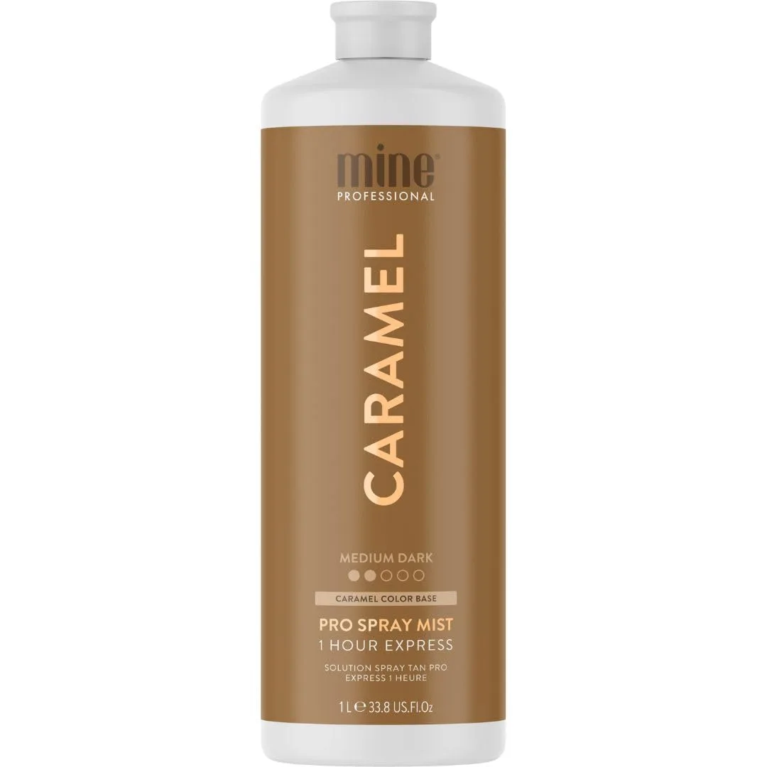 MineTan Spray Tan Solution | Caramel - спрей для автозагара для теплого бронзового оттенка, быстросохнущий, экспресс-эффект за 1 час, увлажняющий, профессиональная формула, vegan, 1000 мл Minetan Body.Skin, Caramel