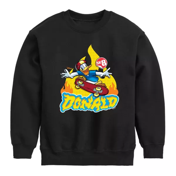 

Микки и друзья мальчики 8-20 толстовка с флисом Donald Sk8 Disney, черный