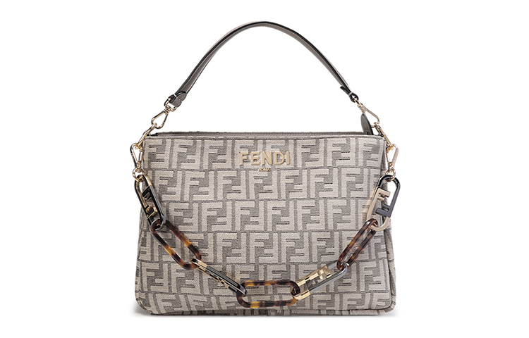 

FENDI Одноплечевая сумка из ткани с кожаной вставкой