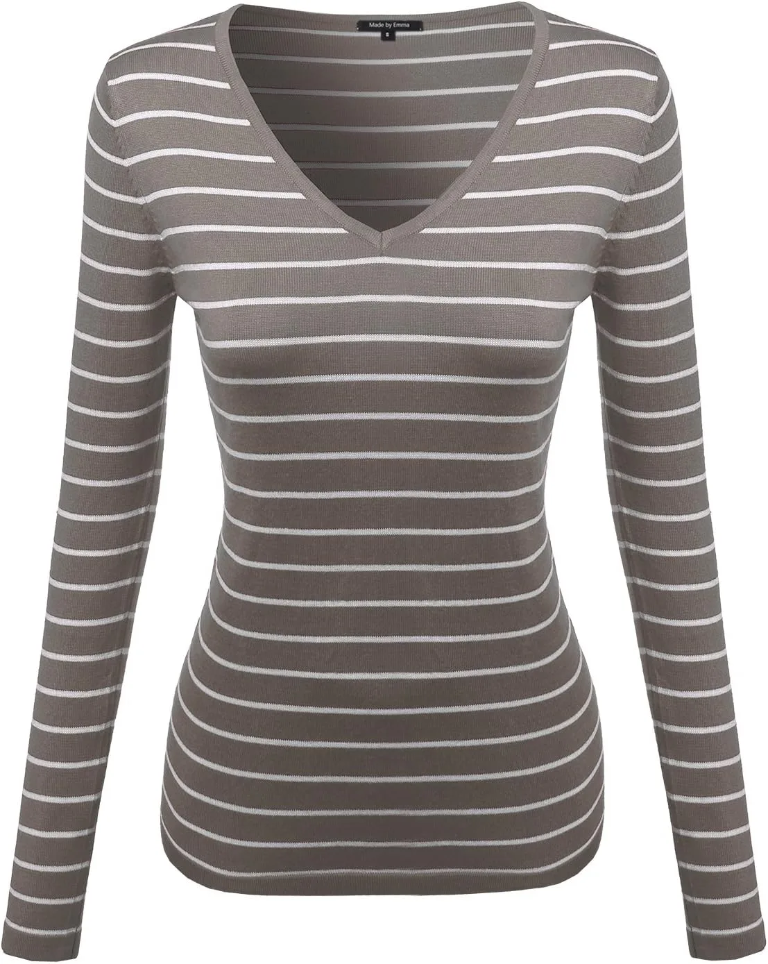 

Женский свитшот с V-образным вырезом в полоску Made by Emma