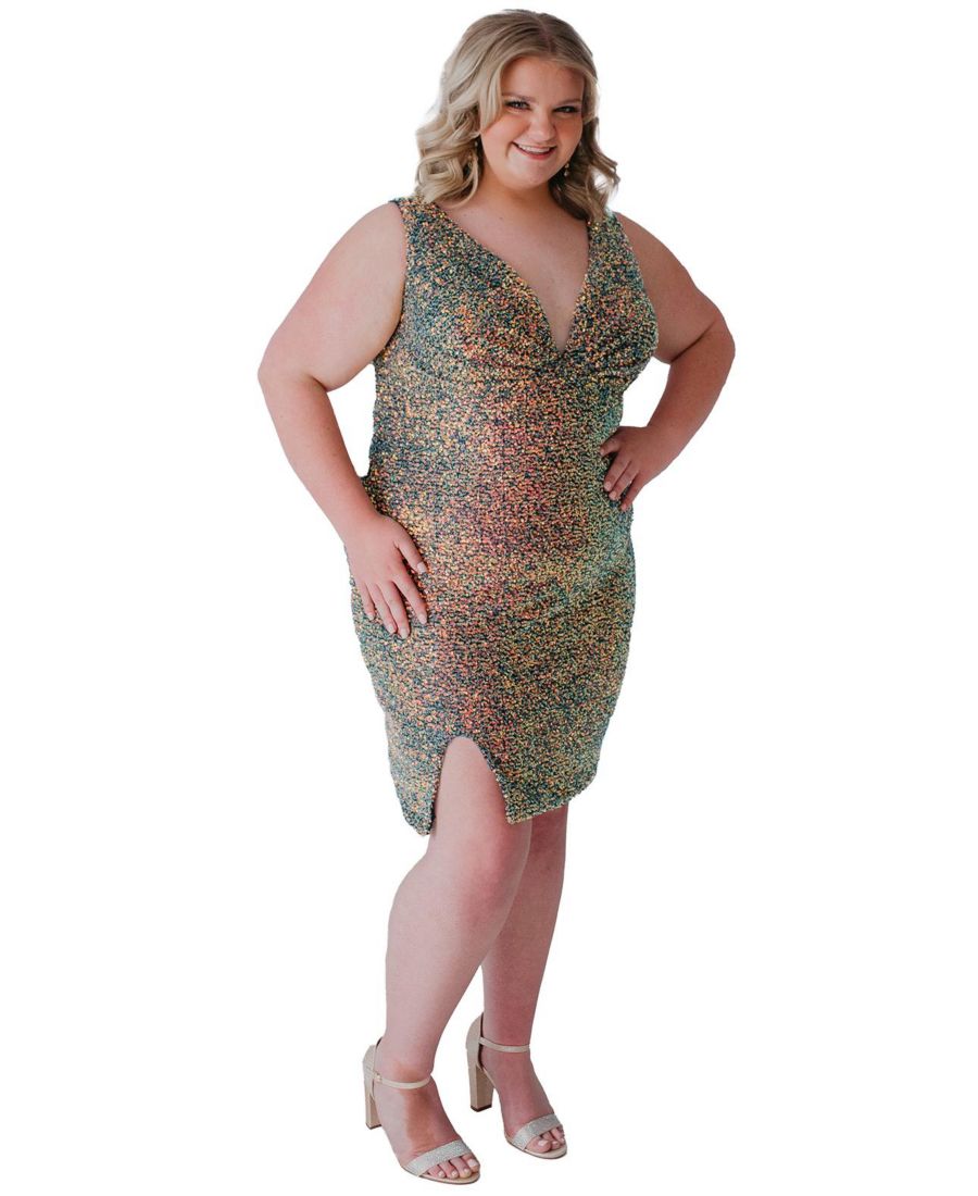 

Короткое вечернее платье без рукавов, облегающее, с пайетками Sydney's Closet, Blue blitz