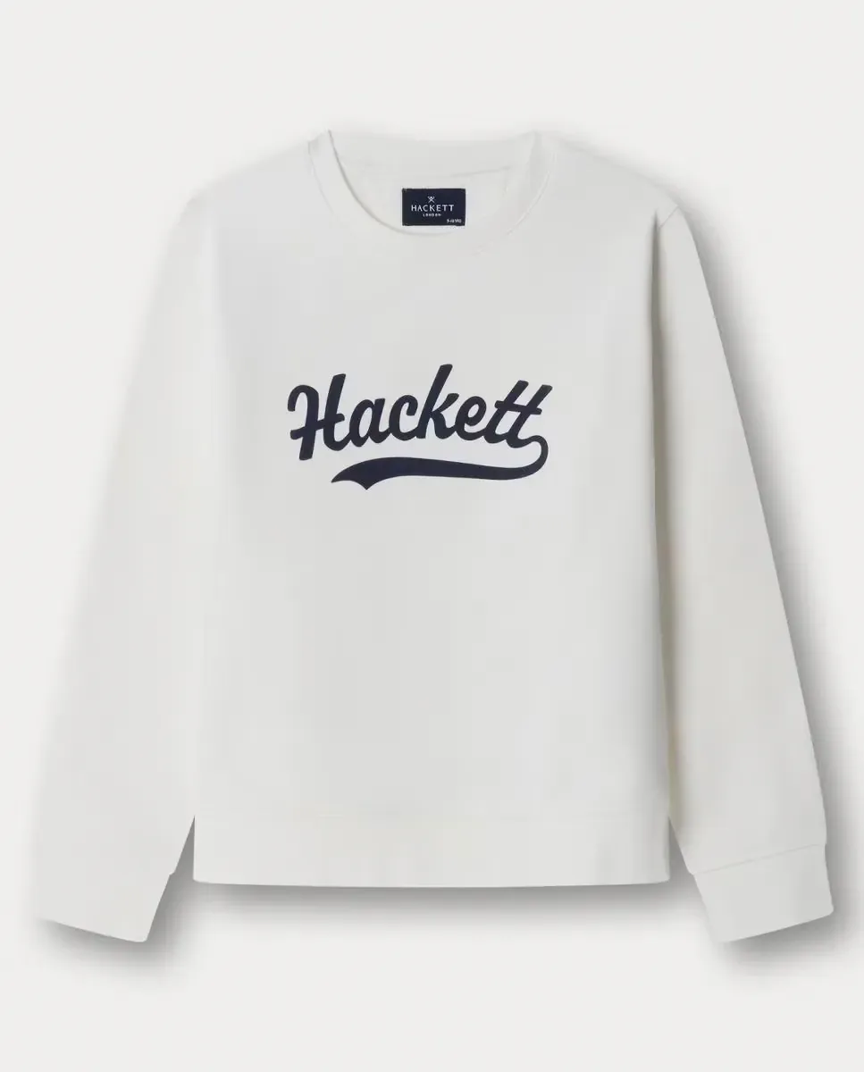 Свитшот с круглым вырезом Hackett Логотип для мальчика, белый