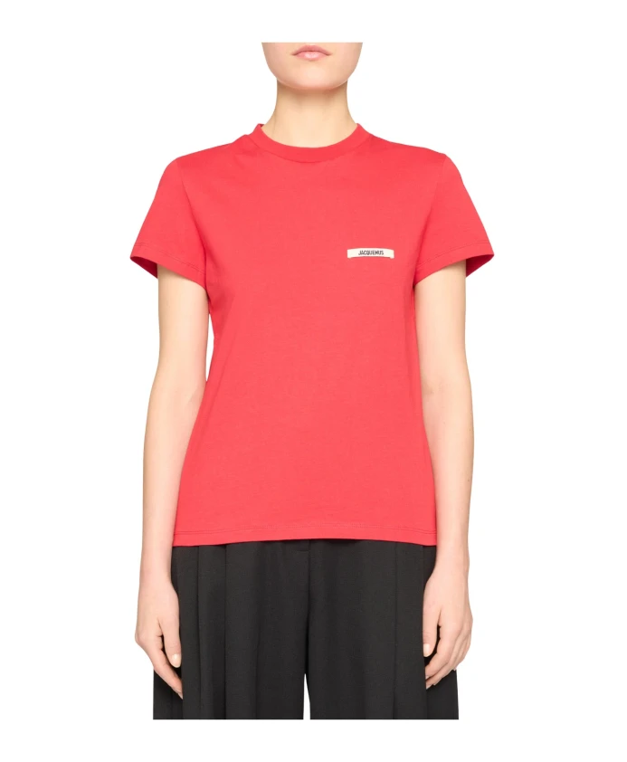 

Красная хлопковая футболка, крупнозернистая. Jacquemus, красный
