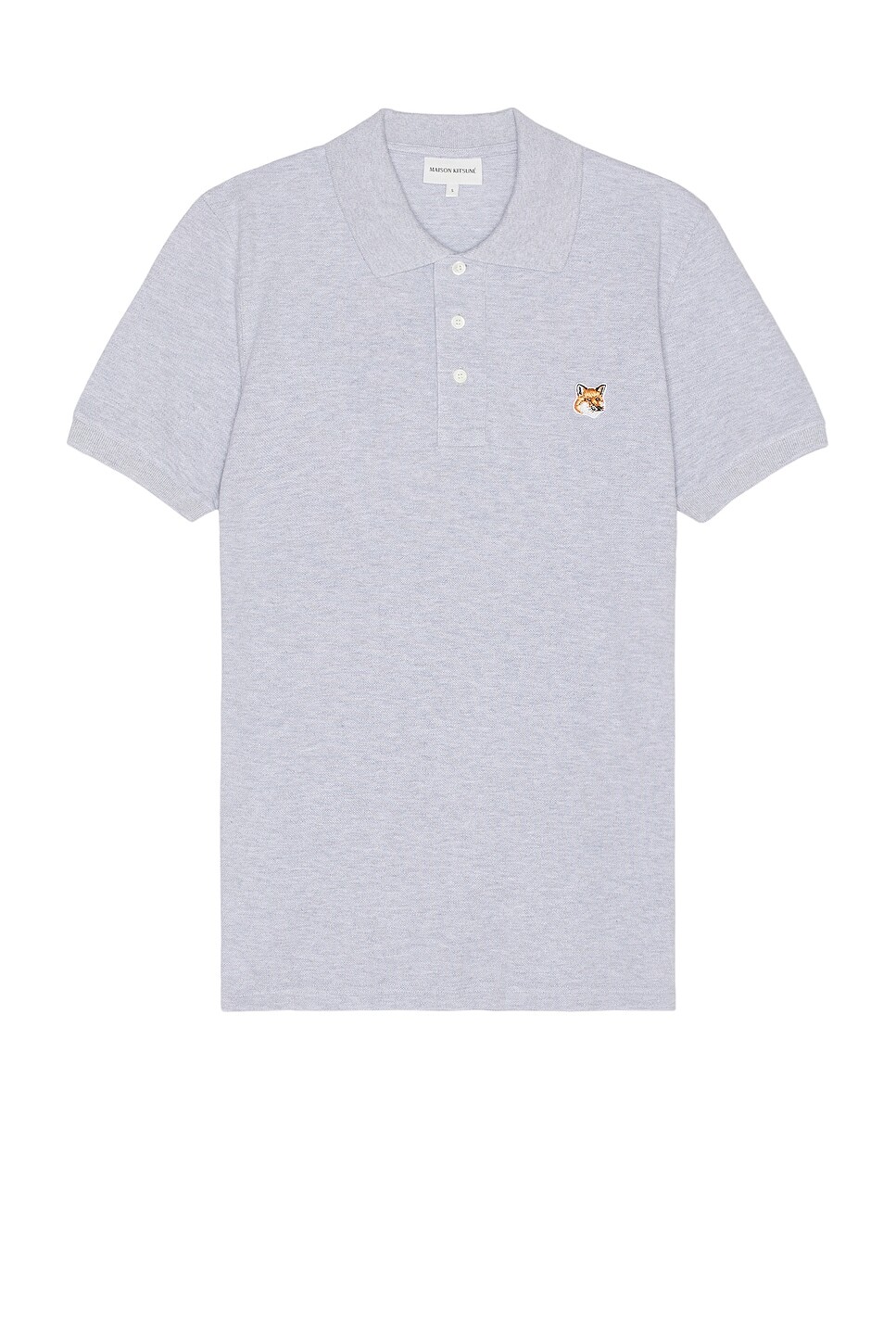 

Обычная рубашка-поло с нашивкой в ​​виде головы лисы Maison Kitsune, цвет Light Grey Melange