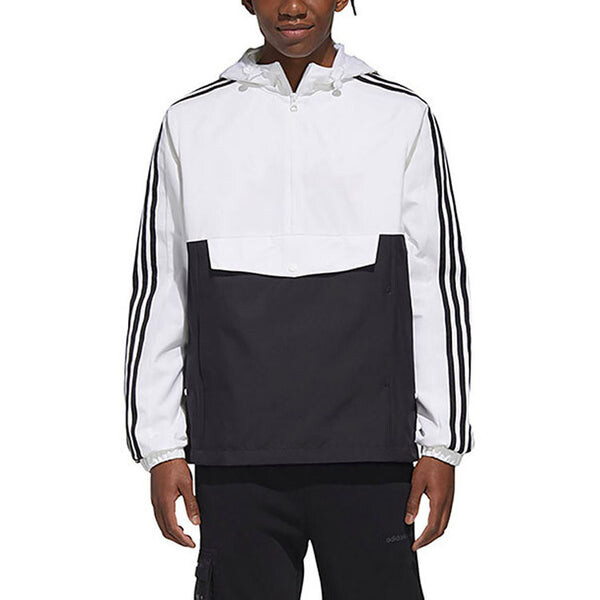 Куртка adidas neo Windproof Casual Sports Hooded Jacket White, белый — фото 3