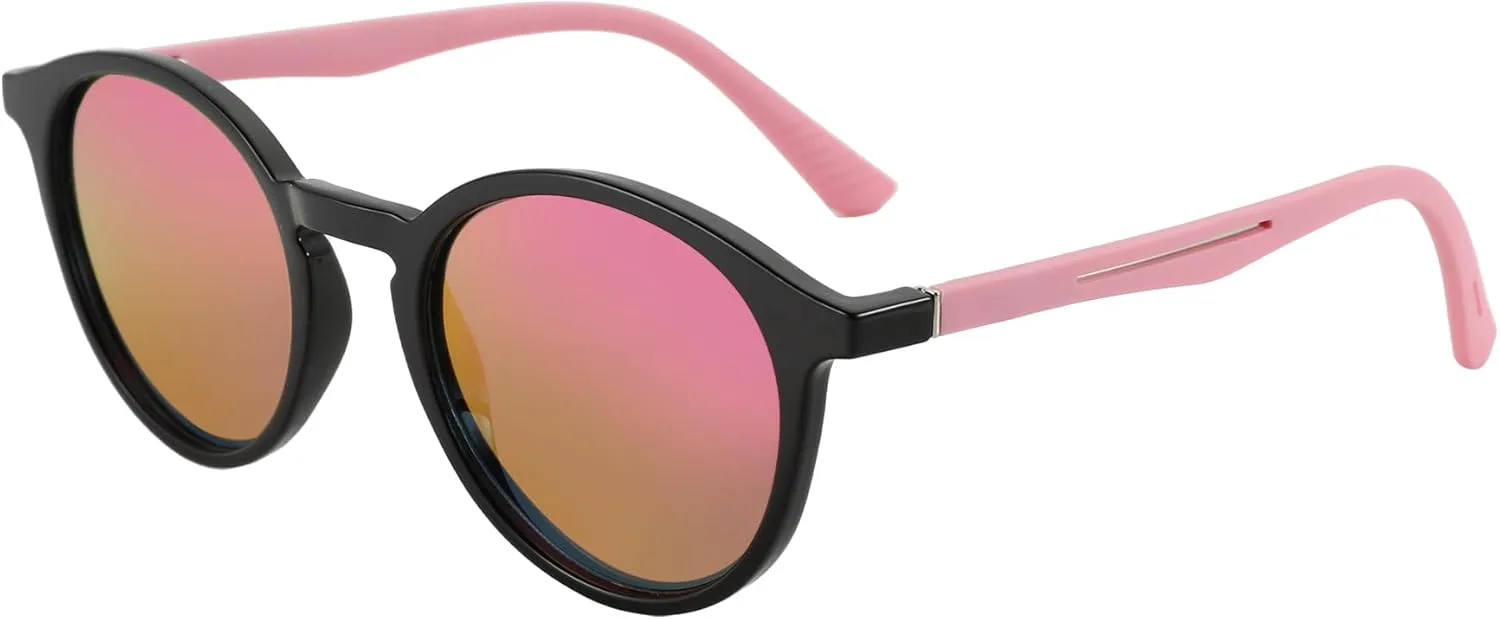 

Поляризованные круглые солнцезащитные очки BLUEMOKY: стильные очки для мужчин и женщин с защитой UV400 - классические круглые солнцезащитные очки, C03 Pink/Black