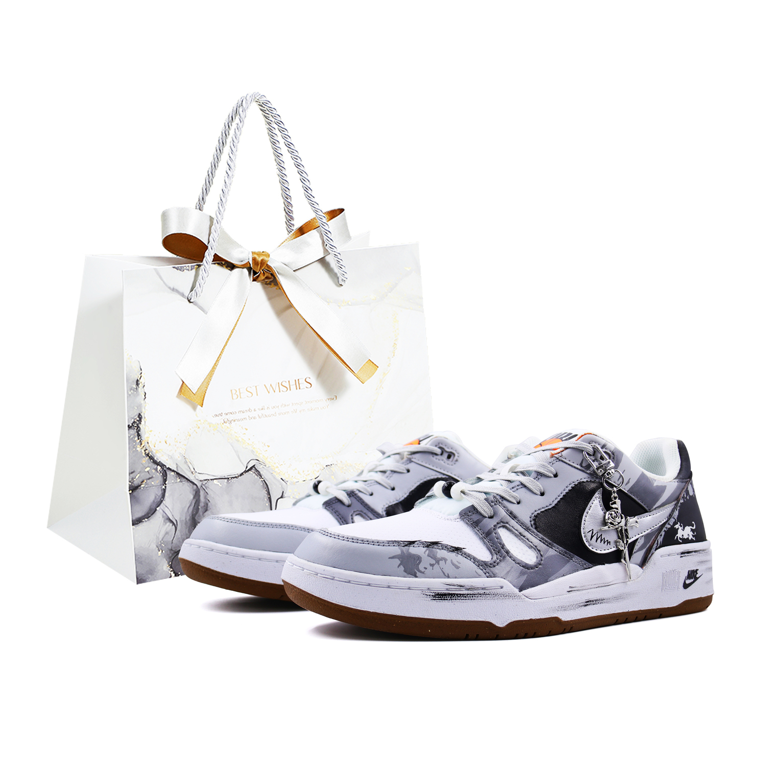 

Nike Full Force Shopping Bag, Misty Island Chasing Wind Abrasion Resistant Low top Skateboard Shoes Unisex Silver Gray