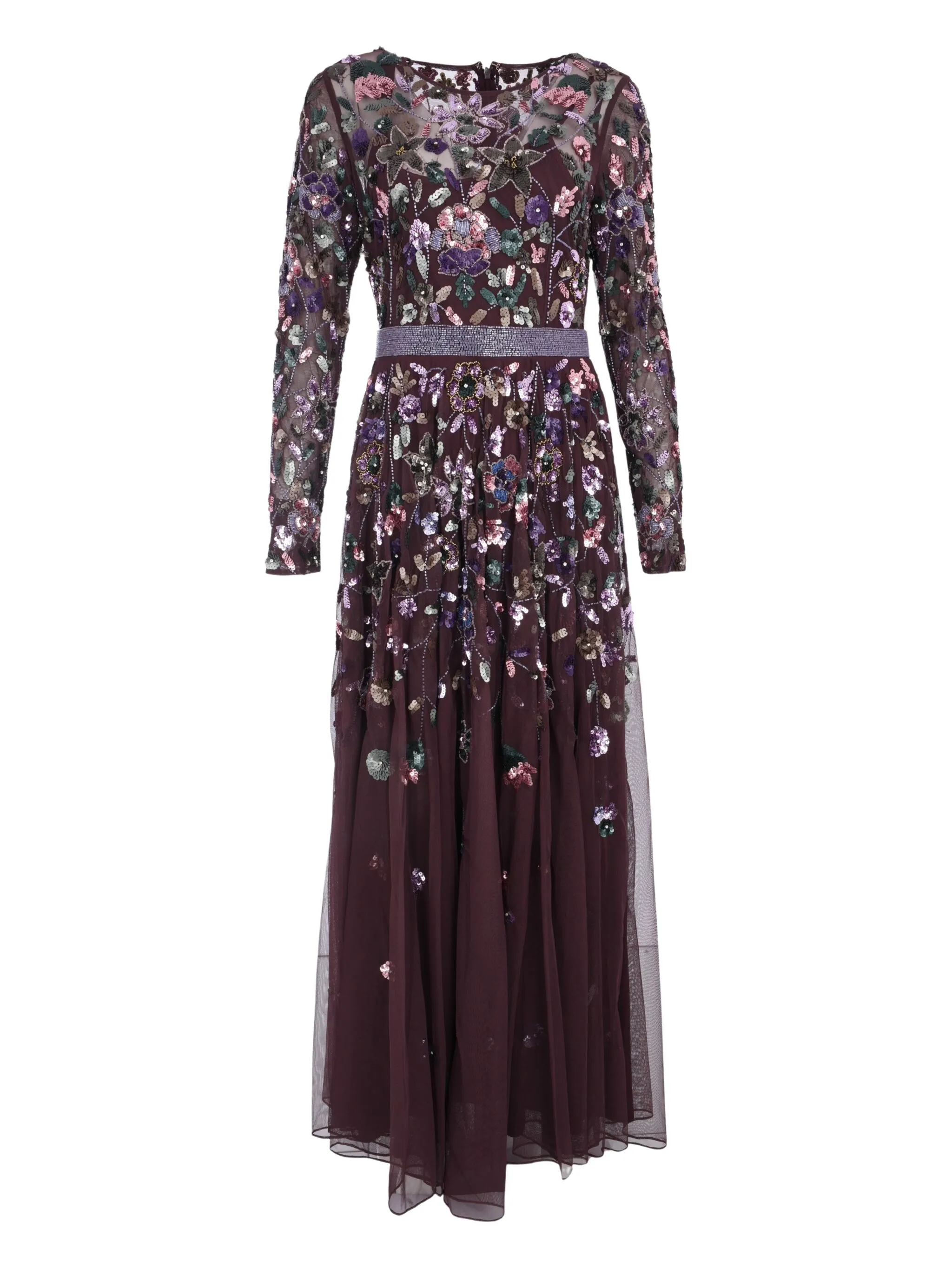 

Платье с длинными рукавами и цветочным декором Mac Duggal, фиолетовый