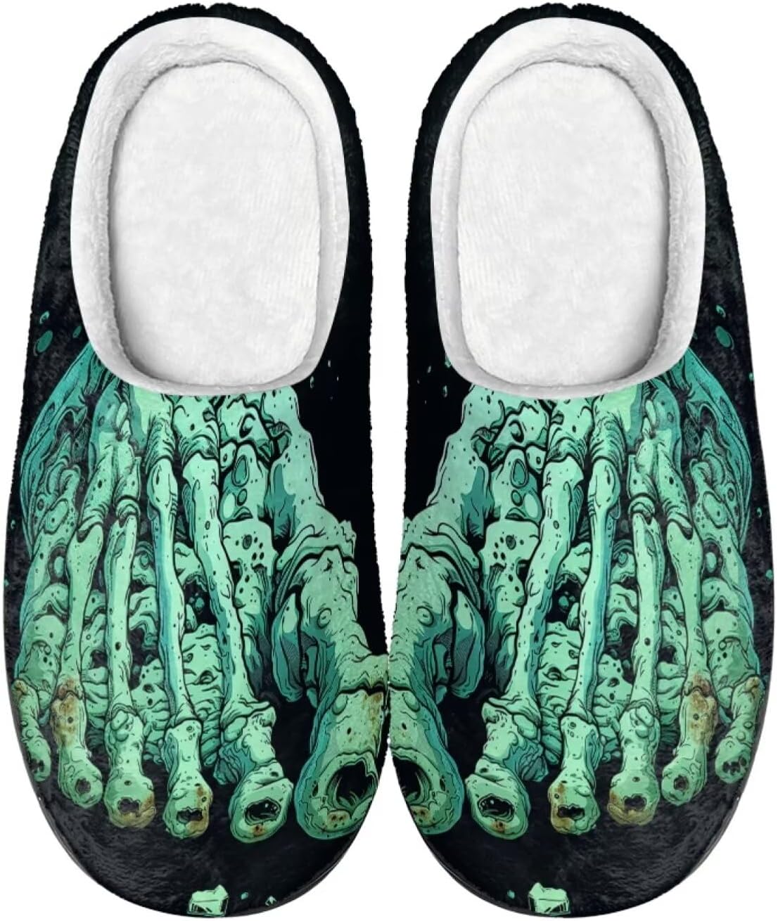 

Милые мультяшные фланелевые тапочки Howilath унисекс, теплые и дышащие хлопковые тапочки с противоскользящей подошвой, Horror Zombie Feet