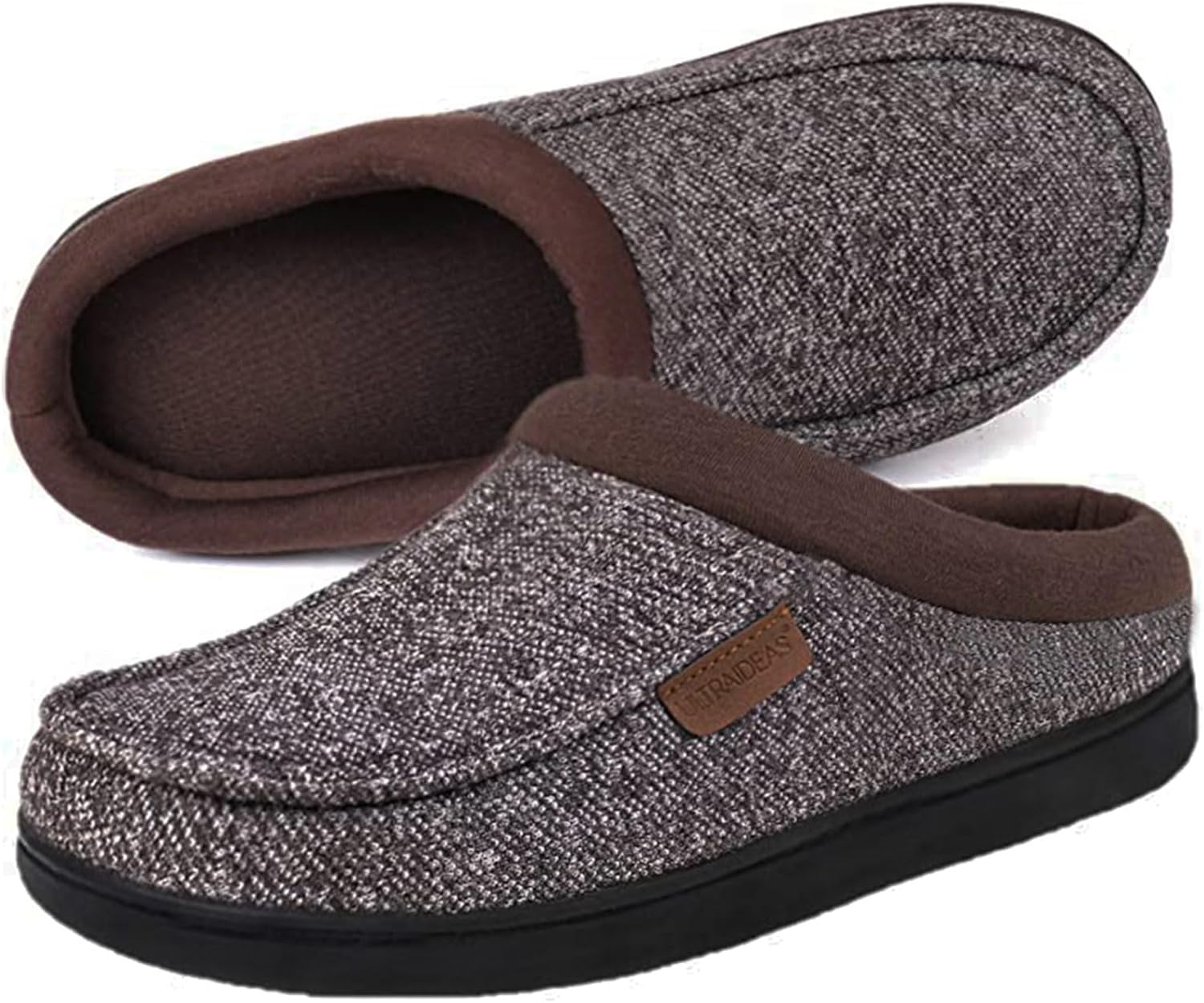 

Мужские теплые пушистые мокасины-сабо ULTRAIDEAS, удобные зимние домашние тапочки для дома и улицы, серый