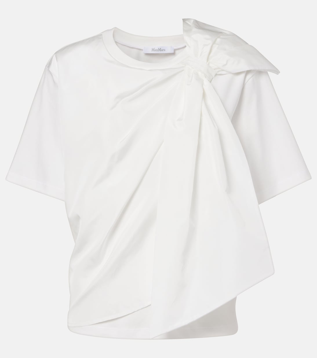 

Футболка из хлопкового джерси с бантом Max Mara, белый